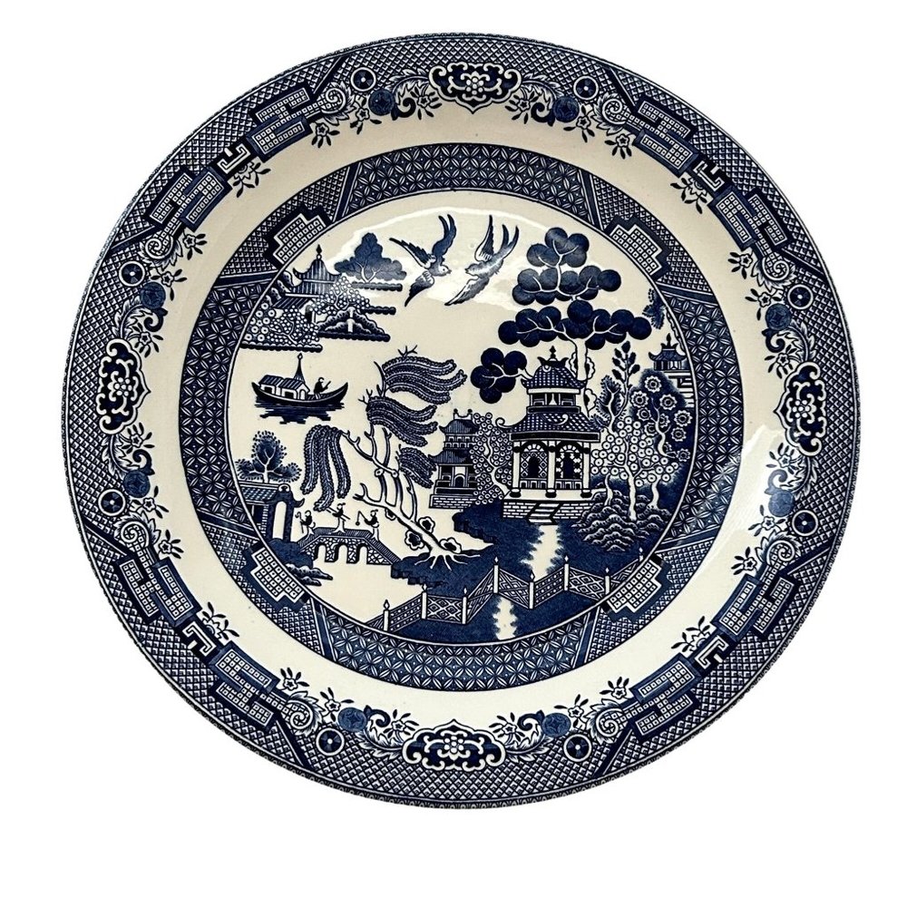 Churchill Willow Blue Chop Plate Georgian Shape 12" Round‎ Platter Made England